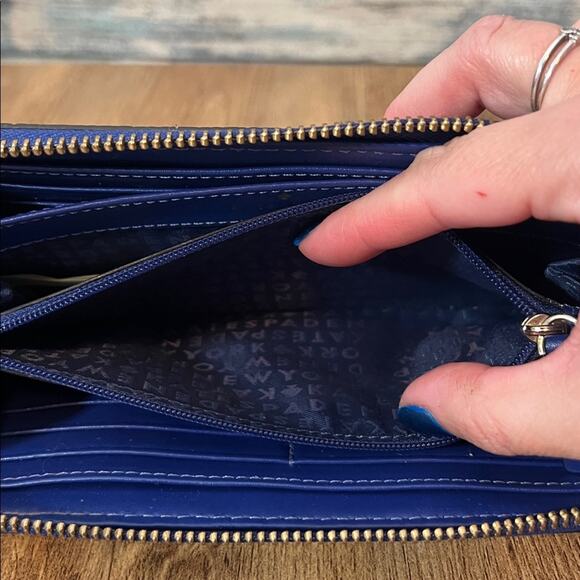 Kate Spade Neda Market Street Accordion Wallet in Blue Pebble Leather - Picture 10 of 12